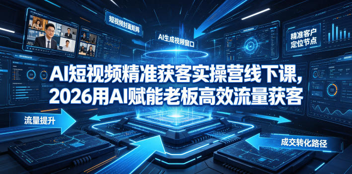 AI短视频精准获客实操营6月10-14号线下课，2026用AI赋能老板高效流量获客-惠声资源站