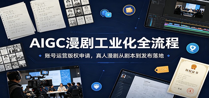 AIGC漫剧工业化全流程：账号运营版权申请，真人漫剧从剧本到发布落地-惠声资源站