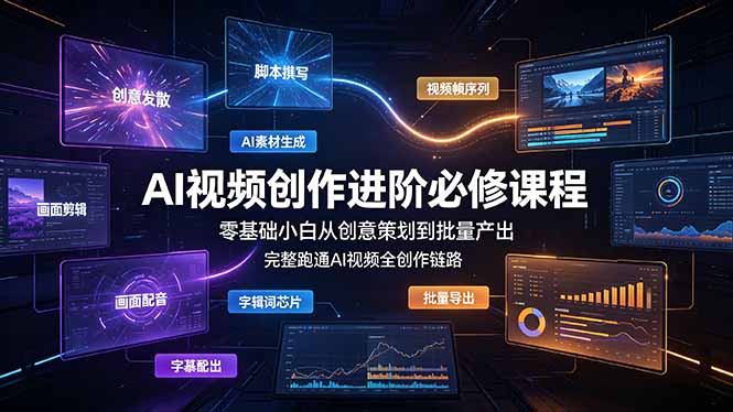 AI视频创作进阶必修课程：零基础小白从创意策划到批量产出，完整跑通AI视频全创作链路-惠声资源站