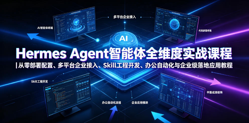 Hermes Agent智能体全维度实战课程｜从零部署配置、多平台企业接入、Skill工程开发、办公自动化与企业级落地应用教程-惠声资源站