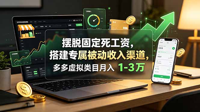 摆脱固定死工资，搭建专属被动收入渠道，多多虚拟类目月入 1-3 万-惠声资源站