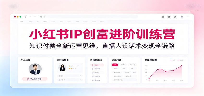 小红书IP创富进阶训练营：知识付费全新运营思维，直播人设话术变现全链路-惠声资源站
