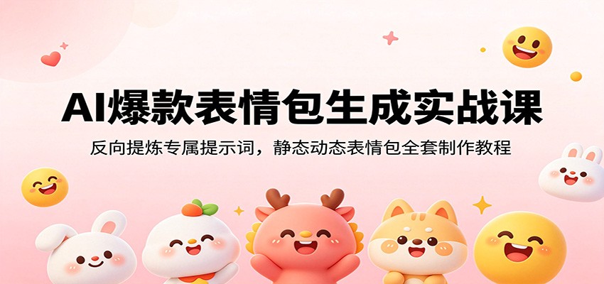 AI爆款表情包生成实战课：反向提炼专属提示词，静态动态表情包全套制作教程-惠声资源站