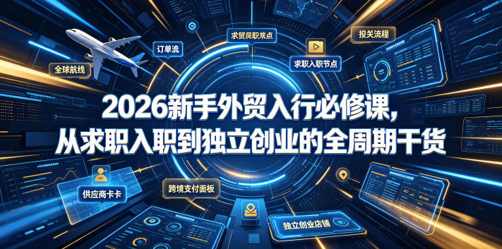 2026新手外贸入行必修课，从求职入职到独立创业的全周期干货-惠声资源站