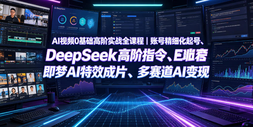 AI视频0基础高阶实战全课程｜账号精细化起号、DeepSeek高阶指令、即梦AI特效成片、多赛道AI短视频量产变现-惠声资源站