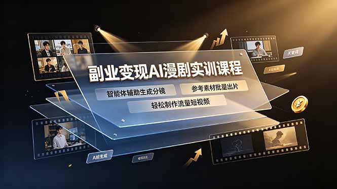 副业变现AI漫剧实训课程，智能体辅助生成分镜，参考素材批量出片，轻松制作流量短视频-惠声资源站