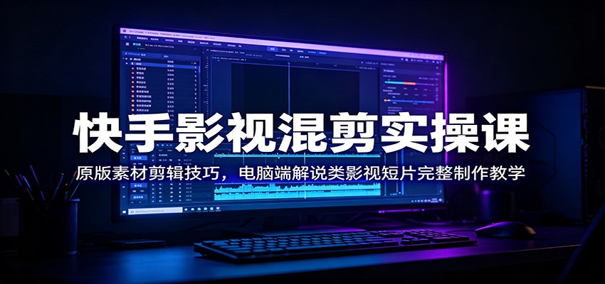 快手影视混剪实操课：原版素材剪辑技巧，电脑端解说类影视短片完整制作教学-惠声资源站