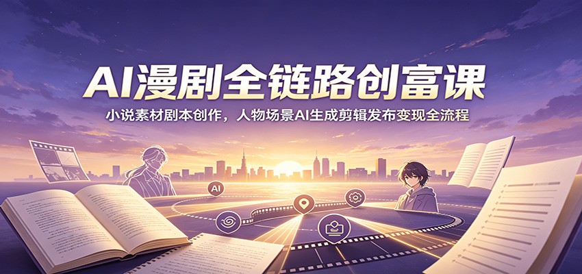 AI漫剧全链路创富课：小说素材剧本创作，人物场景AI生成剪辑发布变现全流程-惠声资源站