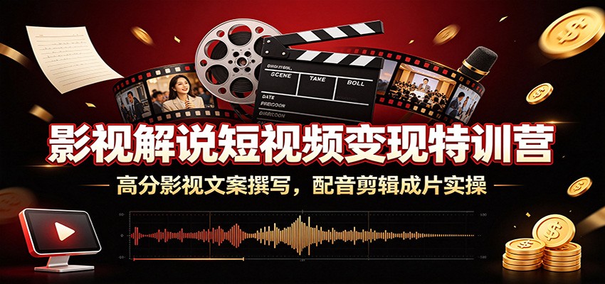 影视解说短视频变现特训营：高分影视文案撰写，配音剪辑成片实操-惠声资源站