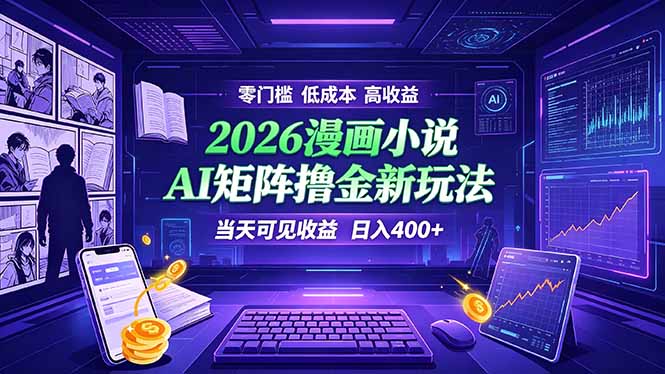 爆款小说漫画大阅读    ai矩阵操作    当天可见收益  日入400+    零门槛    高收益-惠声资源站
