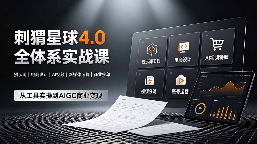 刺猬星球4.0全体系实战课，覆盖提示词工程、电商设计、AI视频特效与新媒体运营，一站式掌握AIGC商业核心技能-惠声资源站
