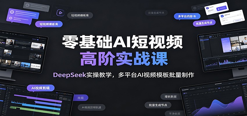 零基础AI短视频高阶实战课：DeepSeek实操教学，多平台AI视频模板批量制作-惠声资源站