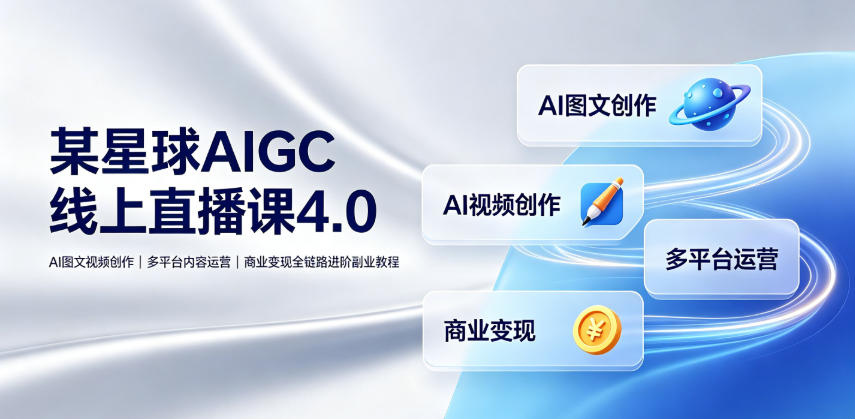 某星球AIGC线上直播课4.0｜AI图文视频创作、多平台内容运营、商业变现全链路进阶副业教程-惠声资源站