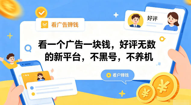 看一个广告一块钱，好评无数的新平台，不黑号，不养机【揭秘】-惠声资源站