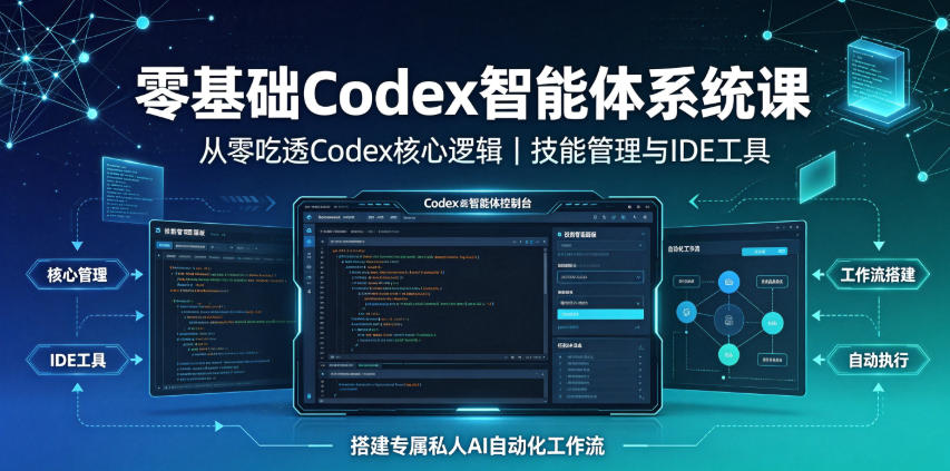 零基础Codex智能体系统课｜从零吃透Codex核心逻辑、技能管理与IDE工具，搭建专属私人AI自动化工作流-惠声资源站