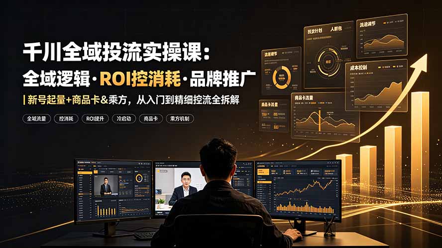 千川全域投流实操课：全域逻辑·ROI控消耗·品牌推广｜新号起量+商品卡&乘方，从入门到精细控流全拆解-惠声资源站