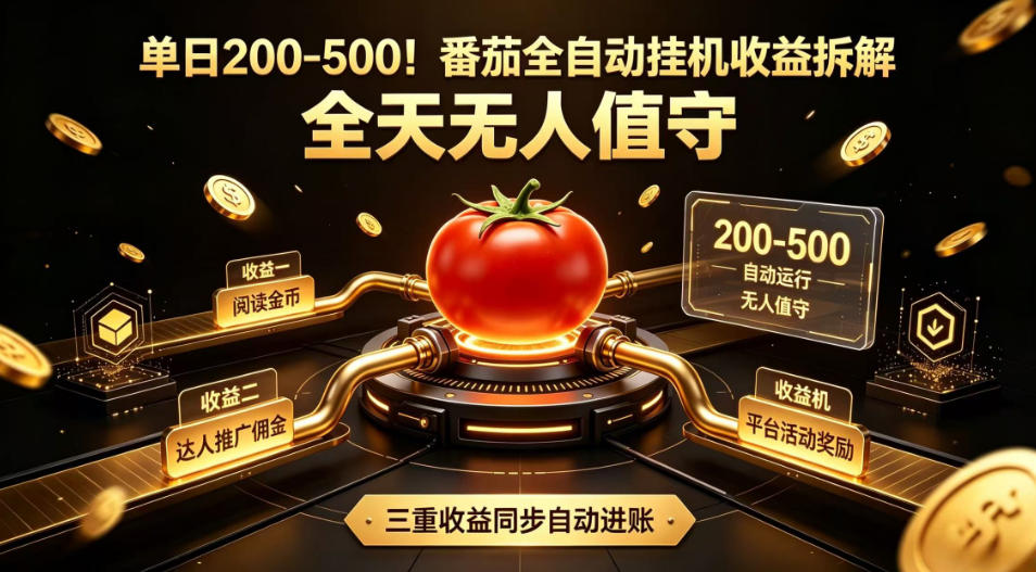 单日200-500！番茄全自动挂G收益拆解，全天无人值守，矩阵操作收益翻倍【揭秘】-惠声资源站