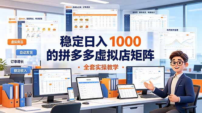 稳定日入 1000 的拼多多虚拟店矩阵，全套实操教学-惠声资源站
