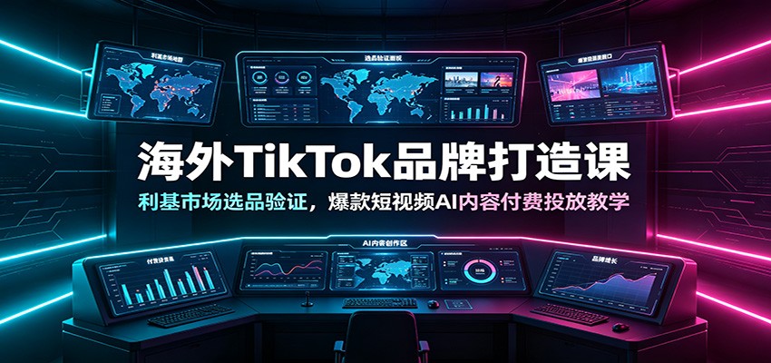 海外TikTok品牌打造课：利基市场选品验证，爆款短视频AI内容付费投放教学-惠声资源站