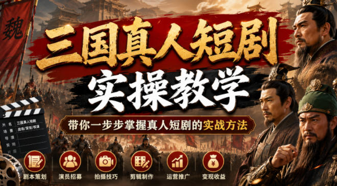 三国真人短剧实操教学，带你一步步掌握真人短剧的实战方法-惠声资源站