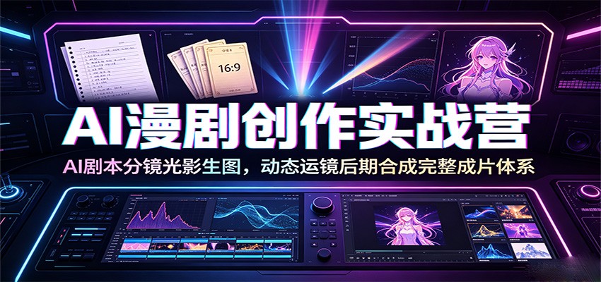 AI漫剧创作实战营：AI剧本分镜光影生图，动态运镜后期合成完整成片体系-惠声资源站