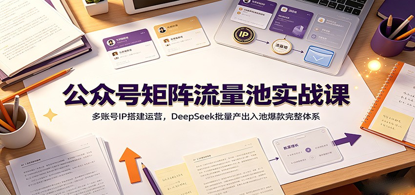 公众号矩阵流量池实战课：多账号IP搭建运营，DeepSeek批量产出入池爆款完整体系-惠声资源站