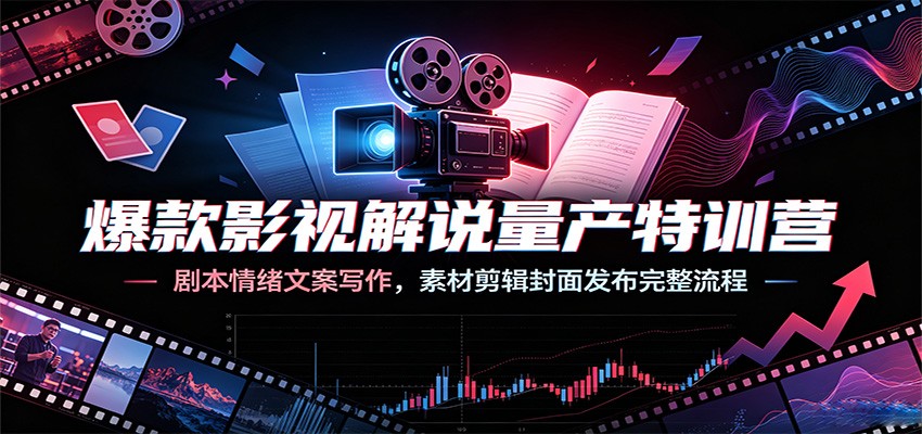 爆款影视解说量产特训营：剧本情绪文案写作，素材剪辑封面发布完整流程-惠声资源站