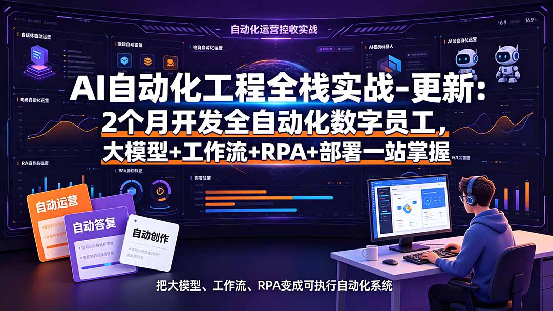 AI自动化工程全栈实战-更新：2个月开发全自动化数字员工，大模型+工作流+RPA+部署一站式掌握-惠声资源站