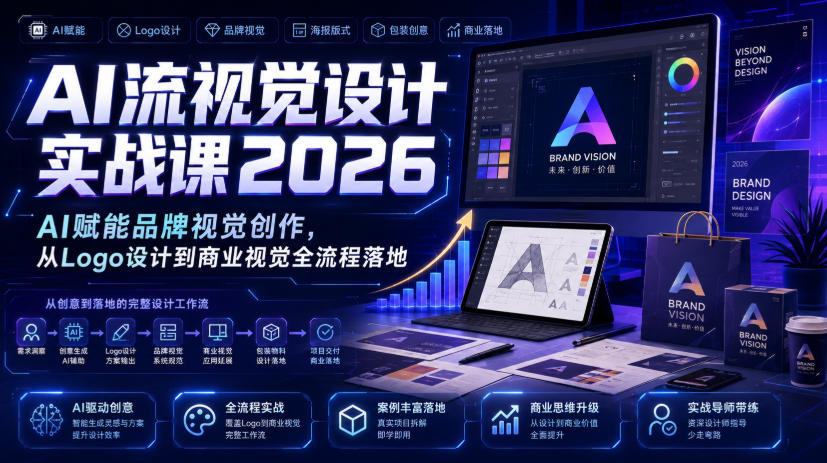 AI流视觉设计实战课2026：AI赋能品牌视觉创作，从Logo设计到商业视觉全流程落地-惠声资源站