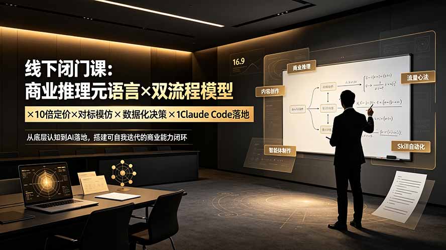 线下闭门课：商业推理元语言×双流程模型×10倍定价×对标模仿×数据化决策×Claude Code落地，击穿认知盲区-惠声资源站