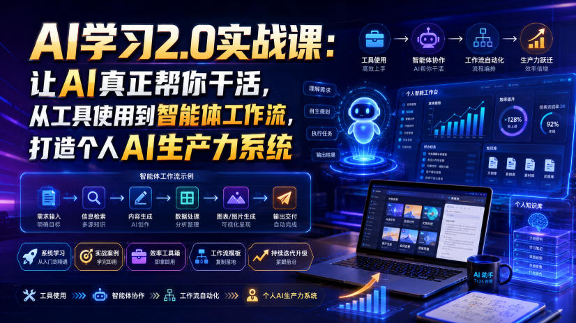 AI学习2.0实战课：让AI真正帮你干活，从工具使用到智能体工作流，打造个人AI生产力系统-惠声资源站