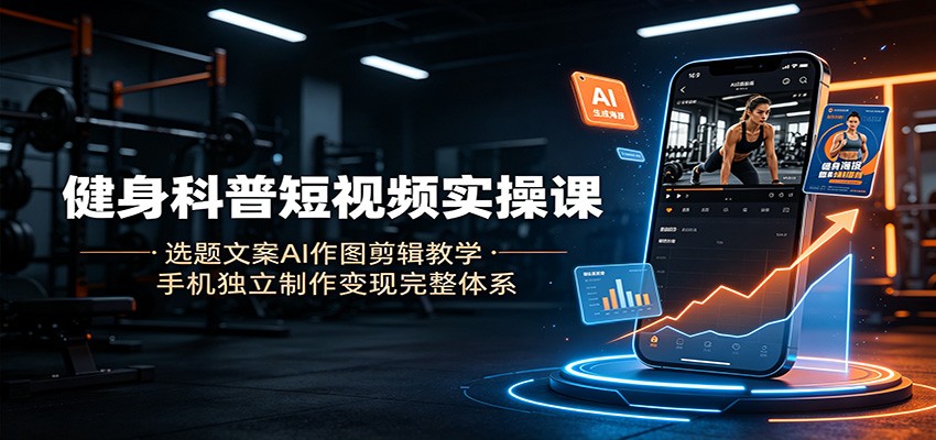 健身科普短视频实操课：选题文案AI作图剪辑教学，手机独立制作变现完整体系-惠声资源站