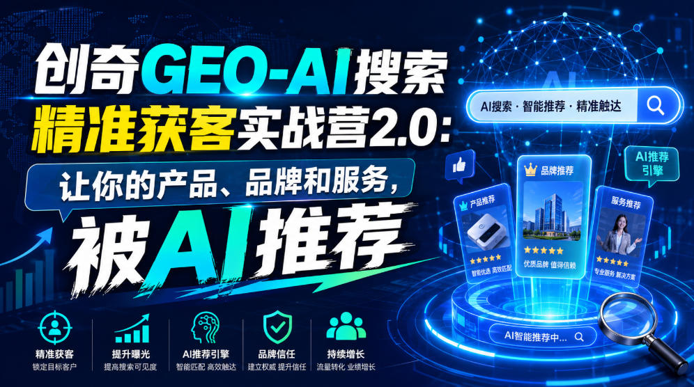 创奇GEO-AI搜索精准获客实战营2.0：让你的产品、品牌和服务，被AI推荐-惠声资源站