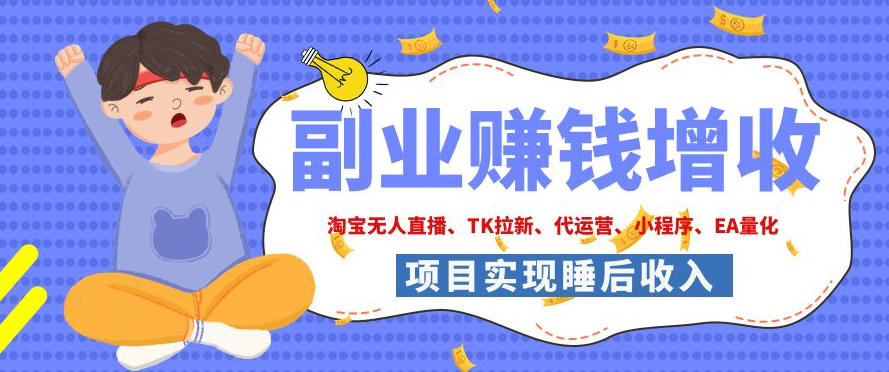 2026年多个真实落地副业项目，手把手带你搭建被动收入管道(淘宝无人直播、海外TK拉新、CSGO饰品交易、去水印小程序等)【揭秘】-惠声资源站