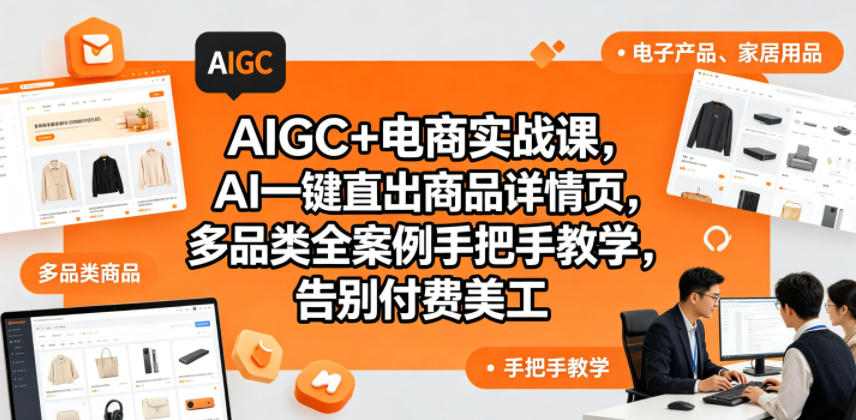 AIGC+电商实战课，AI一键直出商品详情页，多品类全案例手把手教学，告别付费美工(更新0725)-惠声资源站