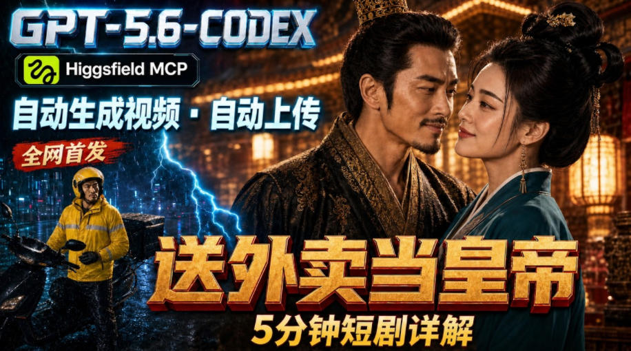 GPT-5.6 Codex+Higgsfield MCP：一条指令生成5分钟短剧并自动上传YouTube(油管)-惠声资源站