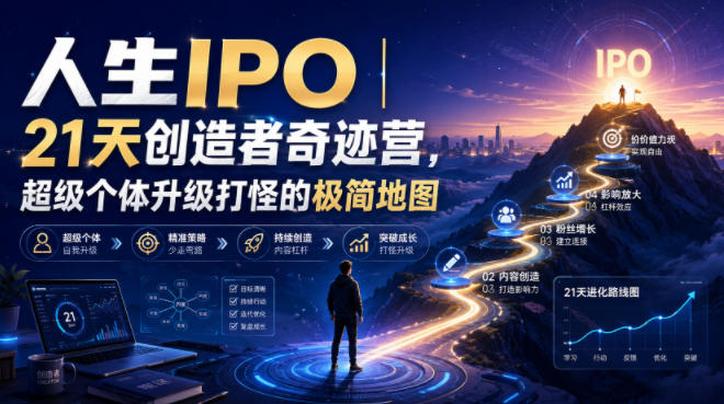 人生IPO︱21天创造者奇迹营，​超级个体升级打怪的极简地图-惠声资源站