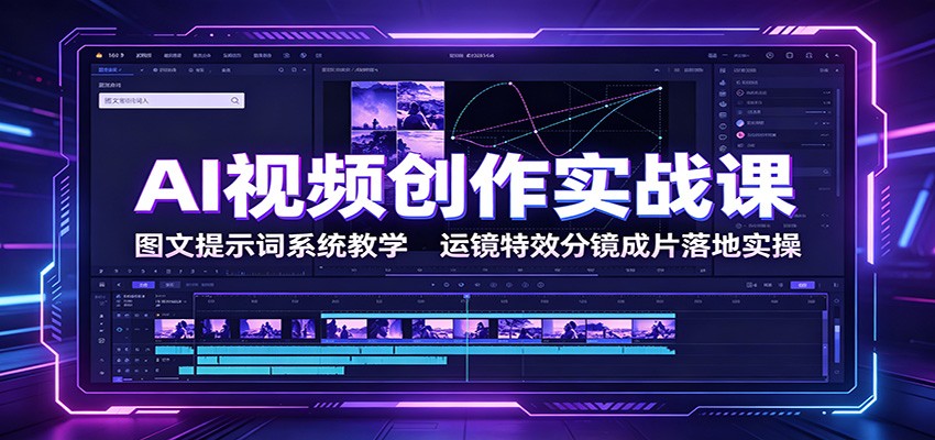 AI视频创作实战课：图文提示词系统教学，运镜特效分镜成片落地实操-惠声资源站