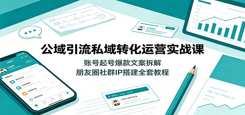 公域引流私域转化运营实战课：账号起号爆款文案拆解，朋友圈社群IP搭建全套教程-惠声资源站