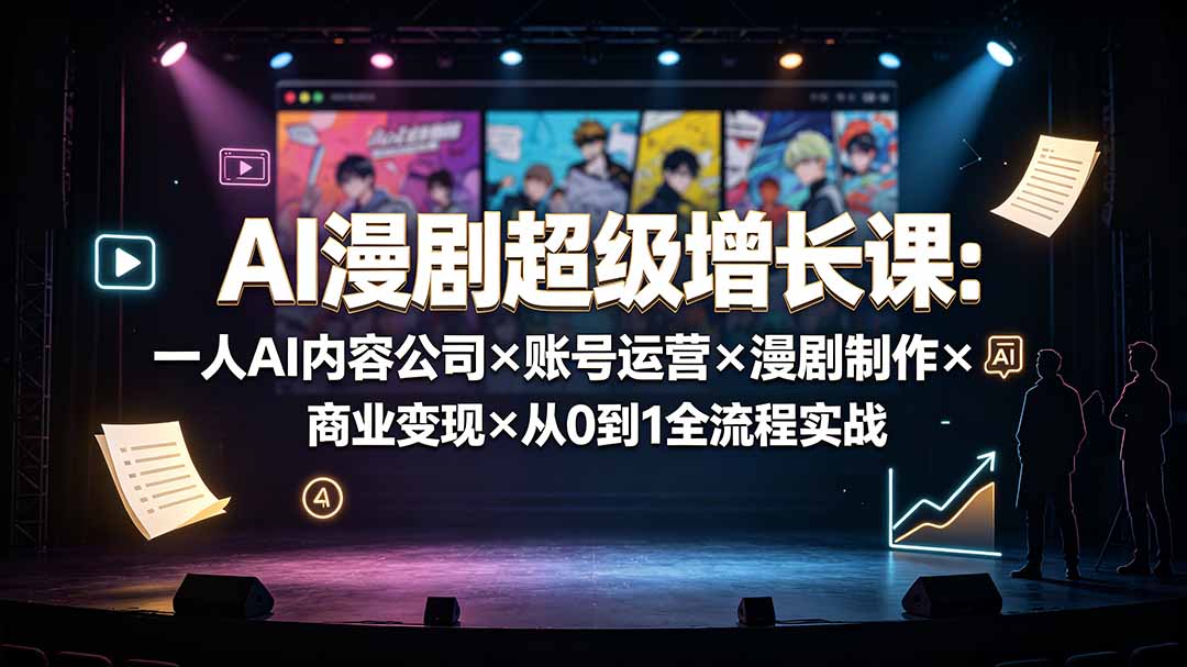 AI漫剧超级增长课：一人AI内容公司×账号运营×漫剧制作×商业变现×从0到1全流程实战-惠声资源站