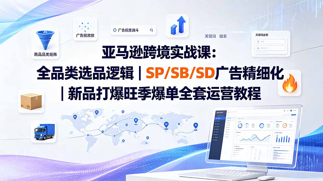 亚马逊跨境实战课-更新：全品类选品逻辑｜SP/SB/SD广告精细化｜新品打爆旺季爆单全套运营教程-惠声资源站