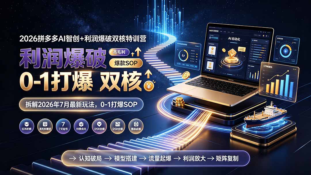 2026拼多多AI智创+利润爆破双核特训营-更新：拆解2026年7月最新玩法，0-1打爆SOP-惠声资源站