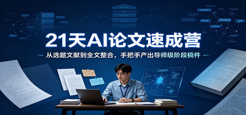 21天AI论文速成营：从选题文献到全文整合，手把手产出导师级阶段稿件-惠声资源站