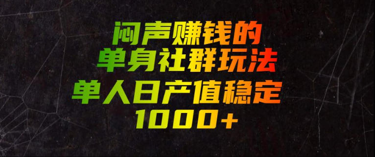 闷声賺钱的单身社群玩法，单人日产值稳定1000+【揭秘】-惠声资源站