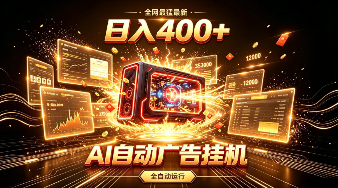全网最猛最新的AI自动广告挂G，狠收益日入400+，真正做到躺賺式变现【揭秘】-惠声资源站