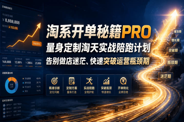 淘系开单秘籍PRO，量身定制淘天实战陪跑计划，告别做店迷茫、快速突破运营瓶颈期(更新20260728)-惠声资源站