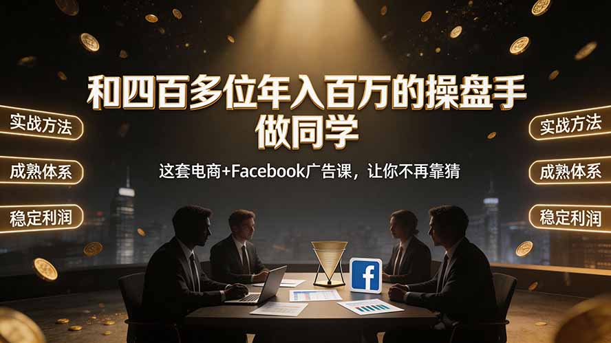 和四百多位年入百万的操盘手做同学——这套电商+Facebook广告课，让你不再靠猜【原创双语字幕】-惠声资源站