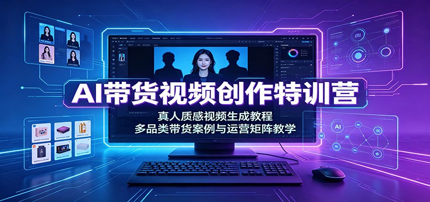 AI带货视频创作特训营：真人质感视频生成教程，多品类带货案例与运营矩阵教学-惠声资源站