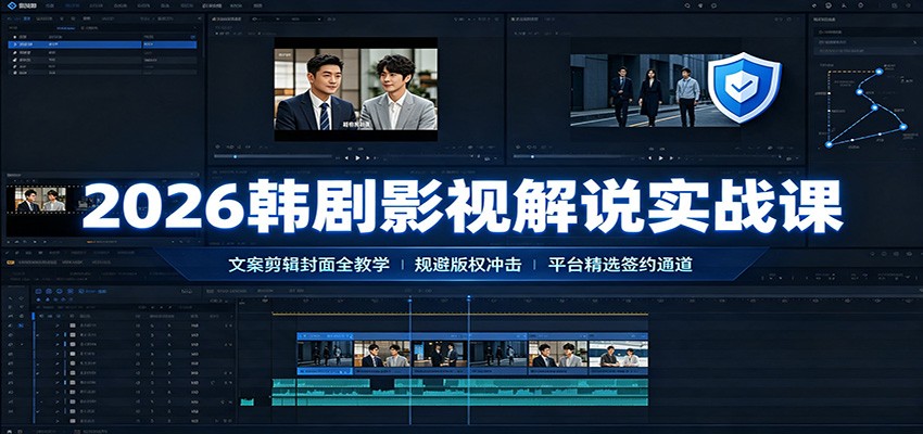 2026韩剧影视解说实战课：文案剪辑封面全教学，规避版权冲击平台精选签约通道-惠声资源站