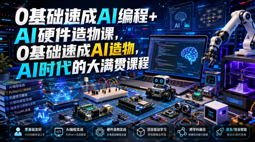 0基础速成AI编程+AI硬件造物课，0基础速成AI造物，AI时代的大满贯课程-惠声资源站